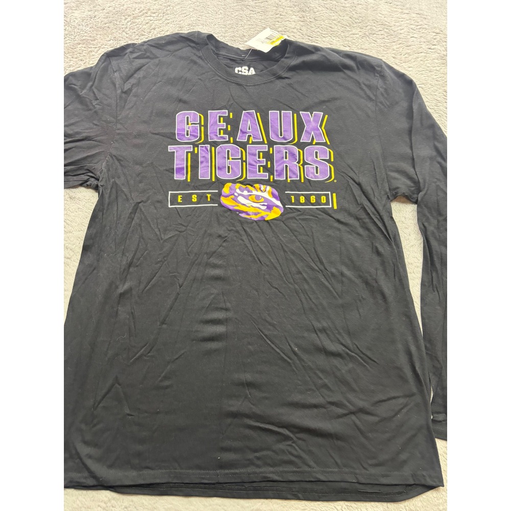 LSU Tigers Geaux Tigers Long Sleeve Graphic T-Shirt Black Men XL NWT